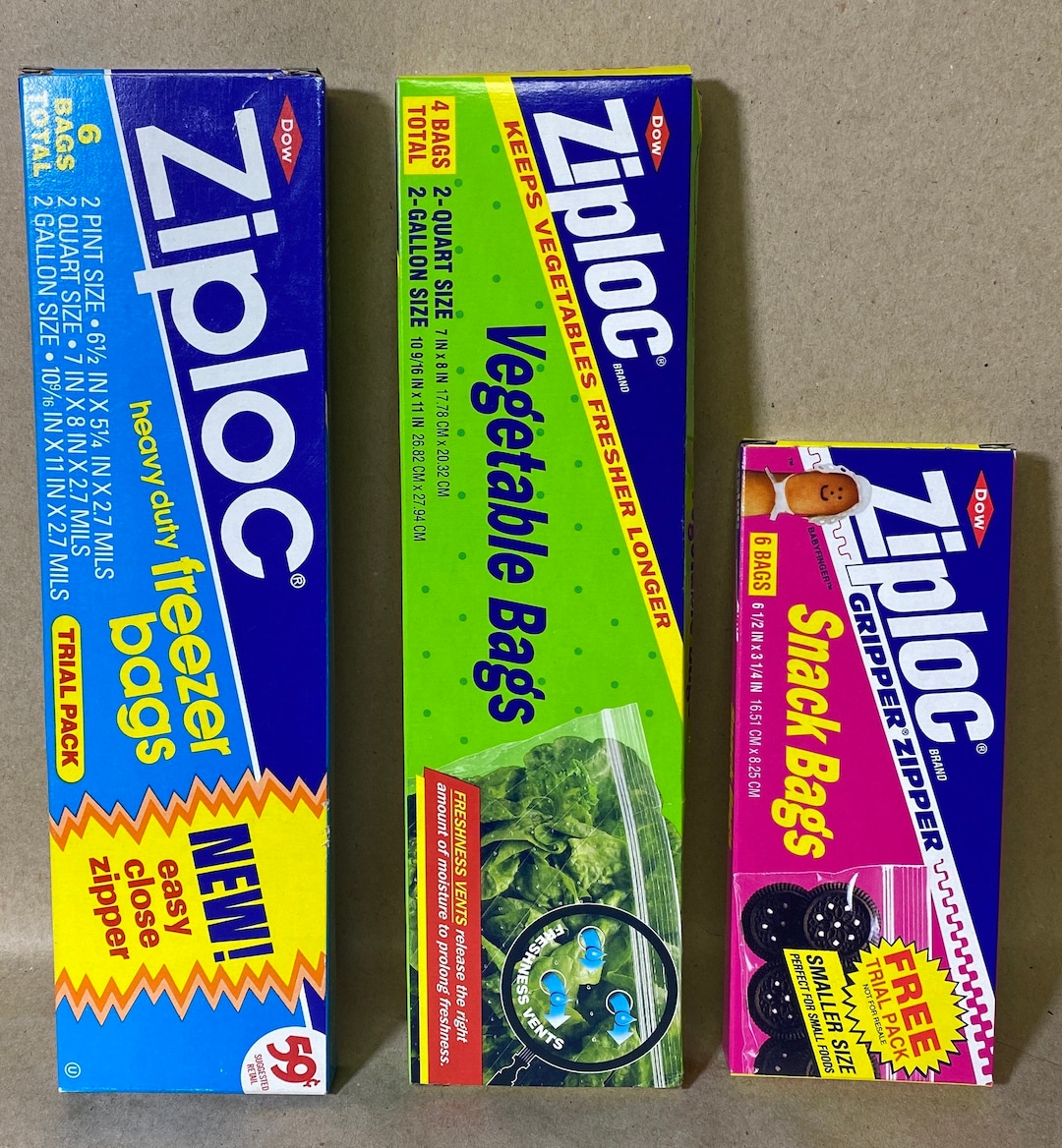 Vintage Ziploc Sample Freezer, Veggie & Snack Bag Lot 