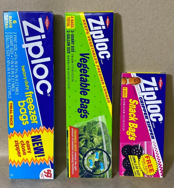 Vintage Ziploc Sample Freezer, Veggie & Snack Bag Lot 