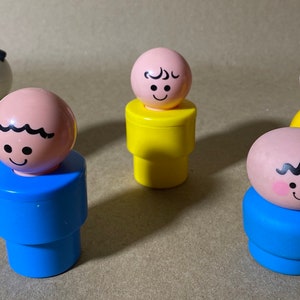 Vintage 1974 Fisher Price Jumbo Little People 3.5” Figures