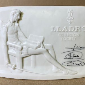 Lladro Collector Society Don Quixote Porcelain Signed Shell 6” Plaque