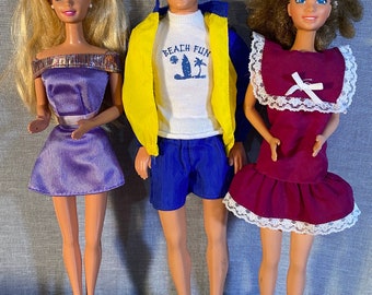 Vintage 80’s Mattel Barbie Dolls Lot - Barbie, Ken & Heart Family Midge