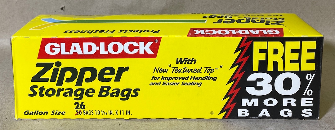 Vintage Glad Lock Gallon Size Ziploc Bags W/color Change Seal NEW