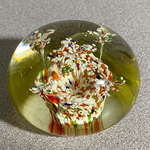 Vintage Colorful Glass Art Paperweight 1.75”