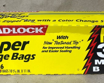 Vintage Glad Lock Gallon Size Ziploc Bags W/color Change Seal NEW 