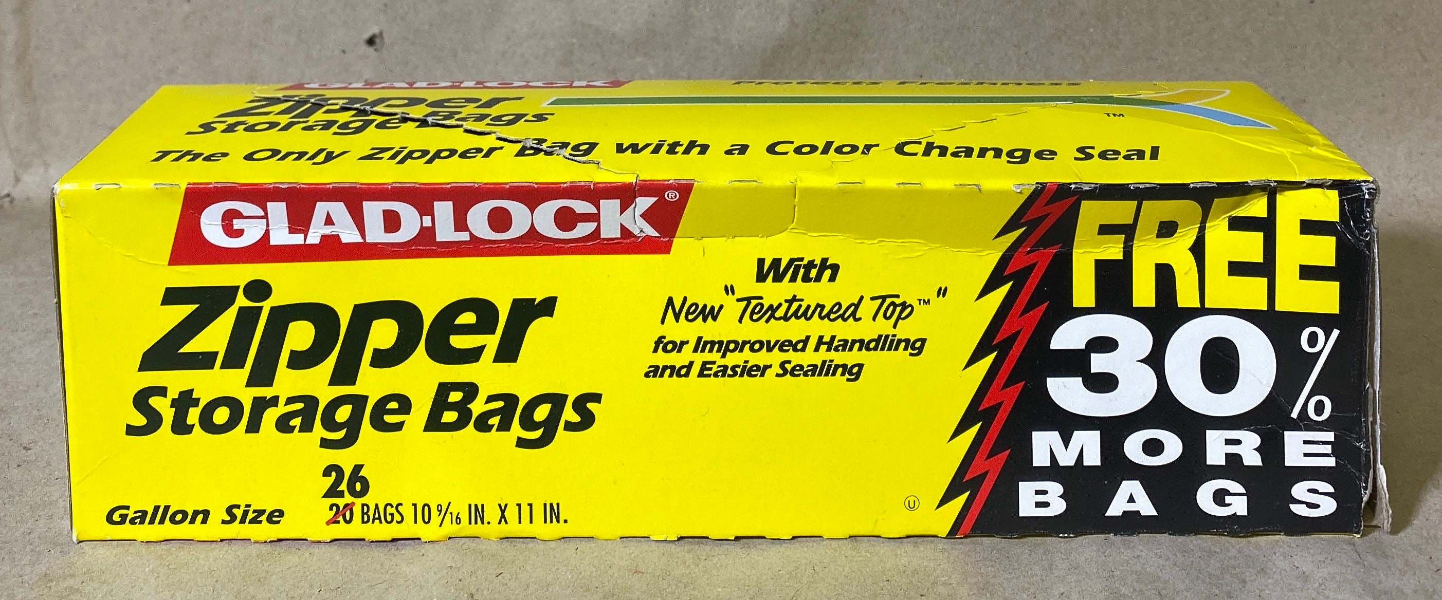 Vintage Glad Lock Gallon Size Ziploc Bags W/color Change Seal NEW 