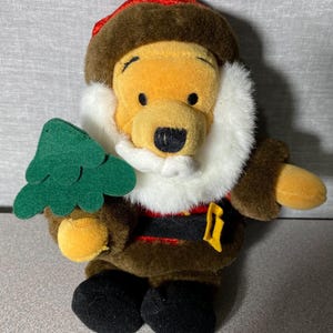 Disney Store Winnie The Pooh Santa Bean Bag 8” Plush