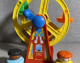 Vintage 1993 Fischer-Preis Little People Karneval Fun Park Riesenrad & Figuren