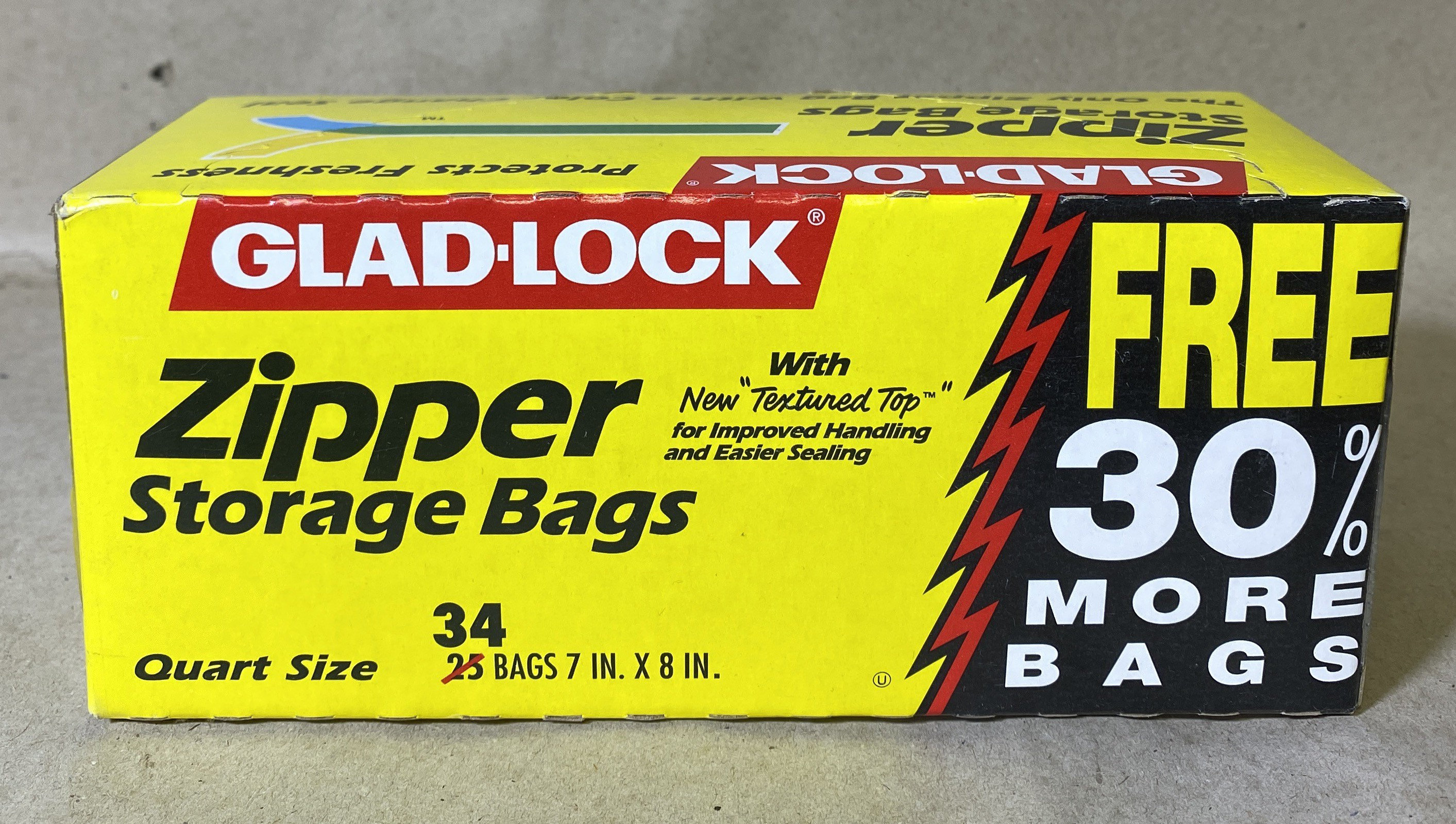 Vintage Glad Lock Quart Size Ziploc Bags W/color Change Seal NEW 