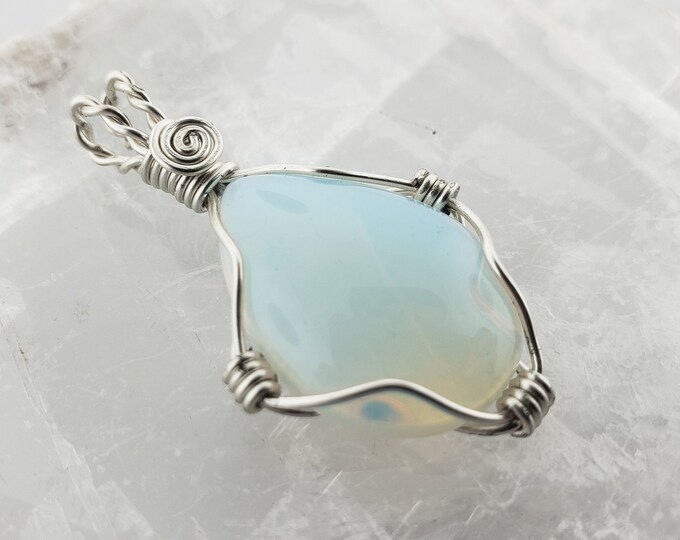 Opalite Crystal Pendant – Silver Plated Chain, Angelic Ascension