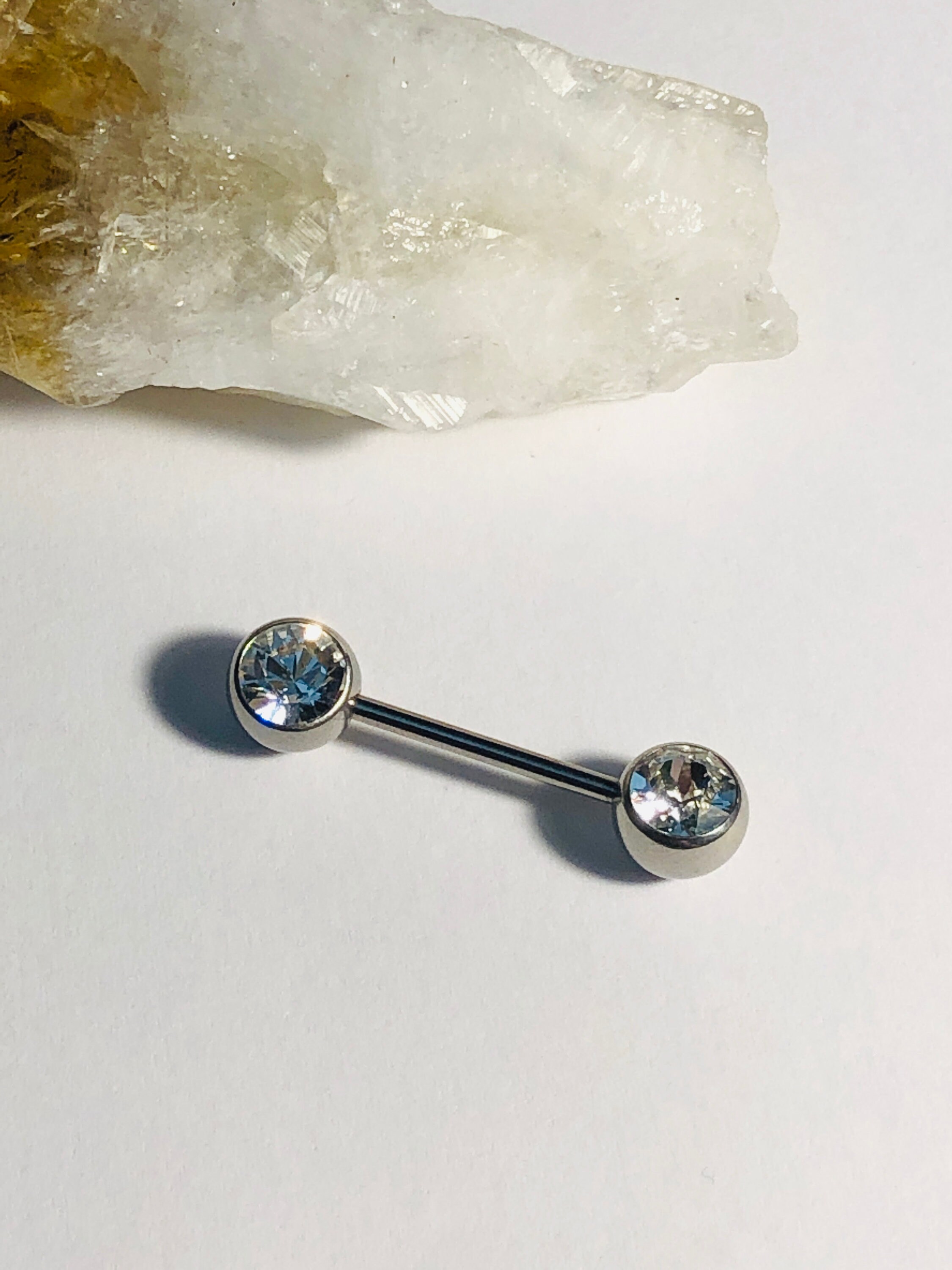 1 x Surgical Steel Nipple Bar With Huge 8mm Clear Crystal Etsy