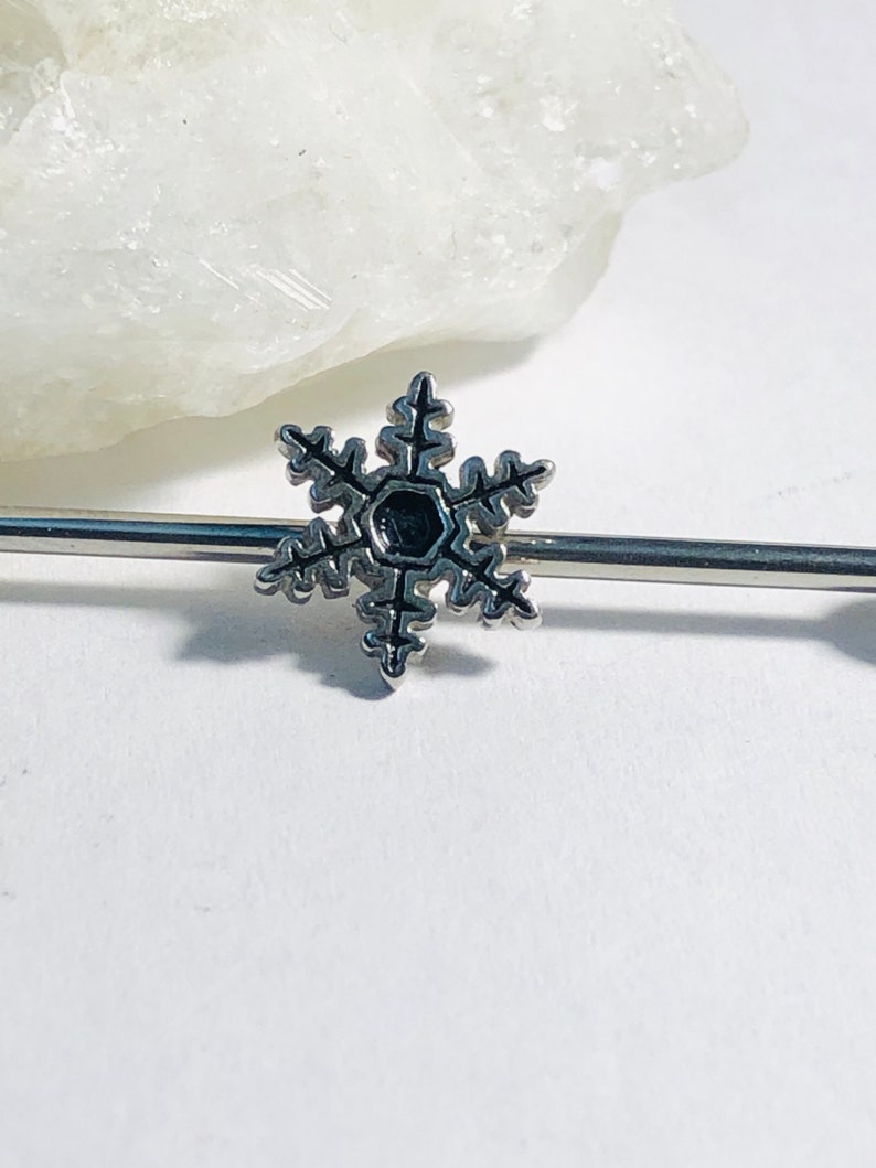 1 x 316L Surgical Steel Industrial Scaffold Bar Various Lengths 1.6mm 14g Snowflake