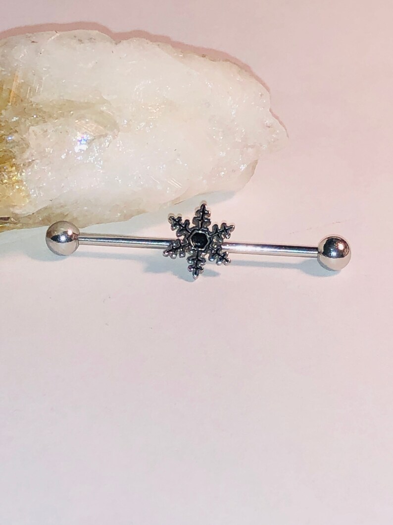 1 x 316L Surgical Steel Industrial Scaffold Bar Various Lengths 1.6mm 14g Snowflake