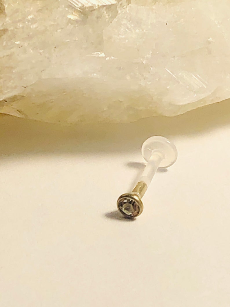 1 X Bioflex Pushfit Labret Stud With Zircon Gold Surgical Etsy UK
