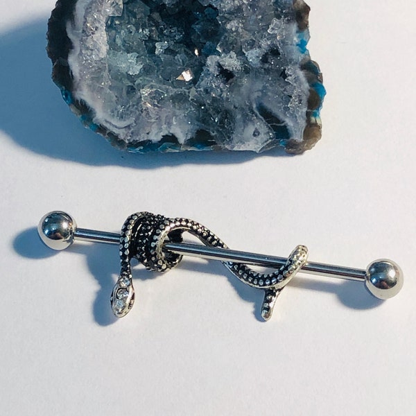2PC Industrial Scaffold Bar Multi Colour Crystal Stud Ear Barbell Ring Piercing | UK