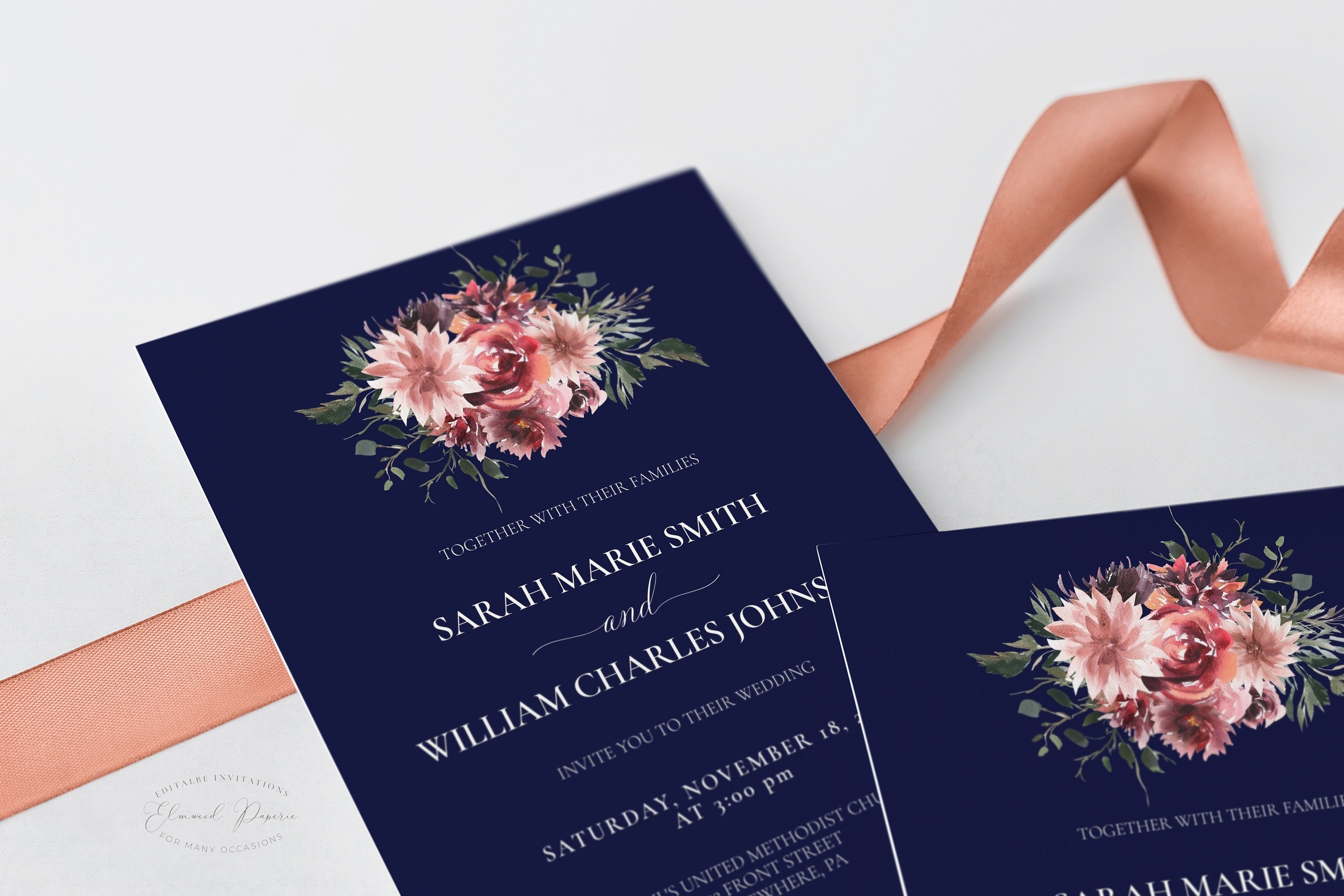 Jewel Tone Wedding Invitation Suite Moody Wedding Invitation | Etsy