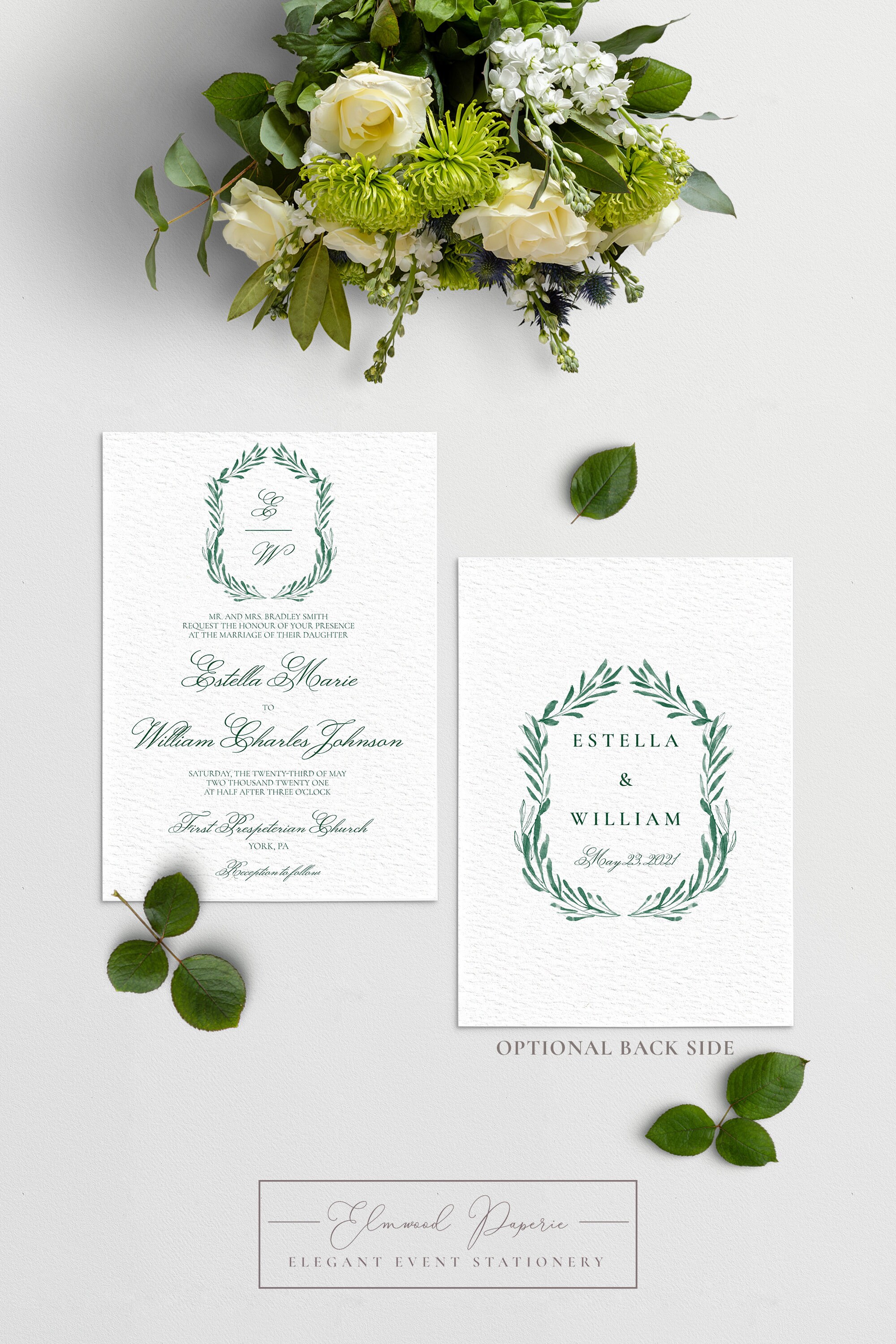 Emerald Green Wedding Invitation Suite Printable Wedding | Etsy