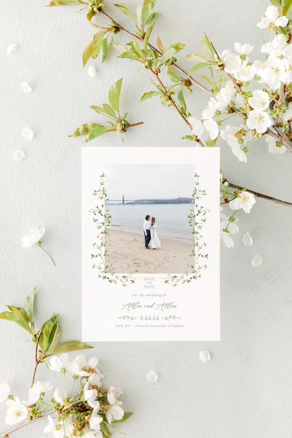 Elegant Greenery Photo Save the Date | Allie Il_570xn