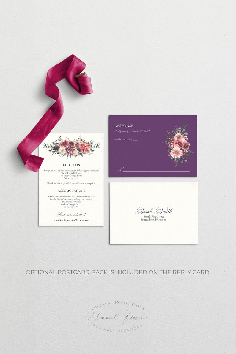 Jewel Tone Wedding Invitation Suite Moody Wedding Invitation | Etsy