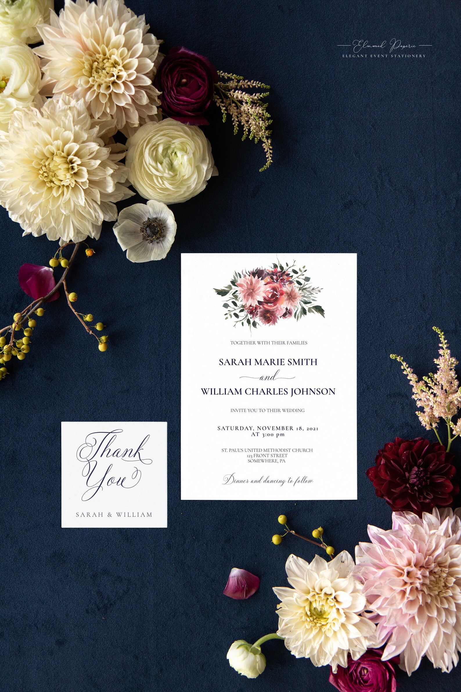 Jewel Tone Wedding Invitation Suite Moody Wedding Invitation | Etsy