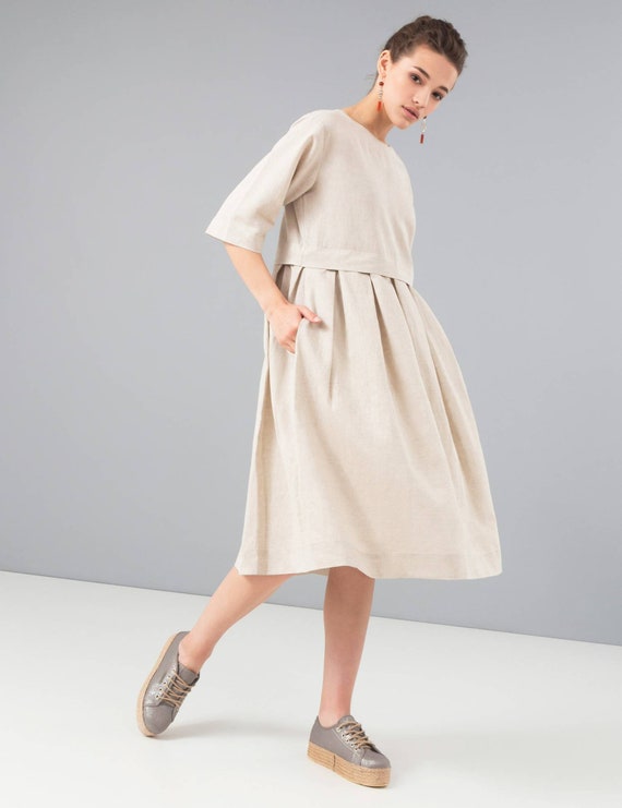 linen dress beige