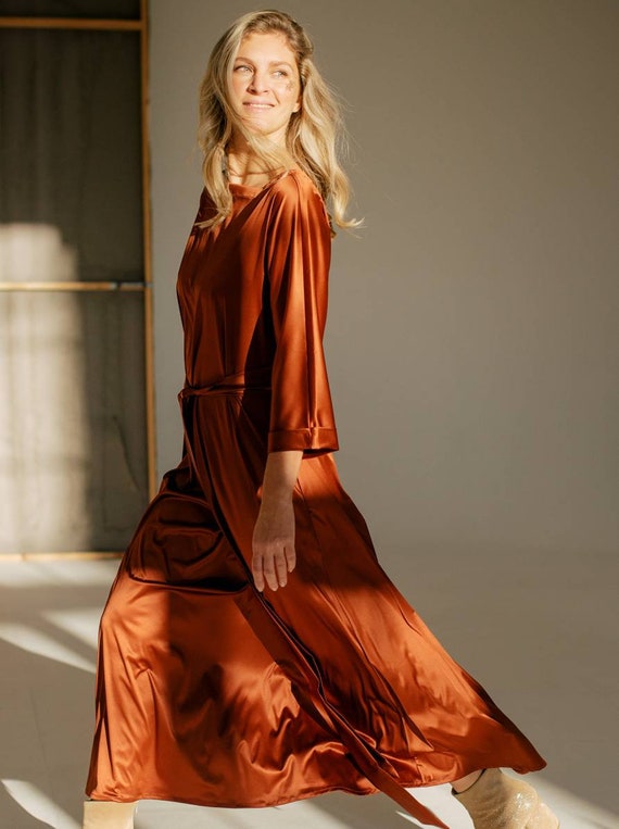 orange silk gown