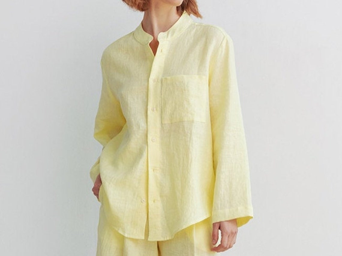 Yellow linen suit linen shorts linen linen jacket woman jacket Etsy