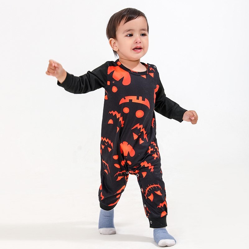 Halloween Outfit Long Sleeve Spider Romper Baby Footed Pajamas Girl Boy Onesies Toddler Cotton Sleepwear 