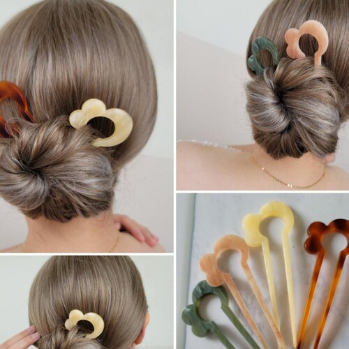 Bubble Hair Bun Holder Marble Hair Fork Minimalist Hair Etsy