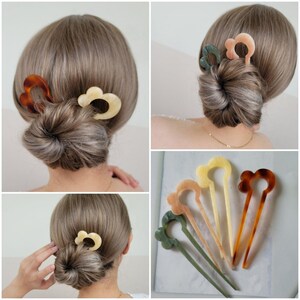 Bubble Hair Bun Holder, Marble Hair Fork, Minimalist Hair Pick, Updo Bun Maker, Hair Pins for Thin and Thick Hair