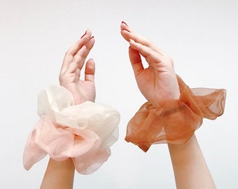 Oversized Organza Scrunchie, Tulle Scrunchie, Chiffon Scrunchie, Mesh Scrunchie, Scrunchie Sets, Hair Tie Bracelet ,Hair Tie