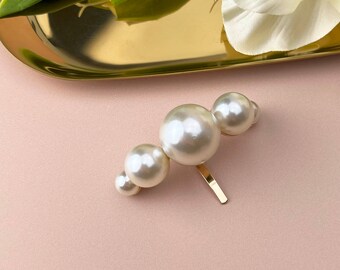 Minimalist Pearl Hair cuff, Modern Metal Ponytail Holder, Hair Curler, Bridal Pearl Hair Comb, Pearl Hair Accessory, Bridesmaid gift