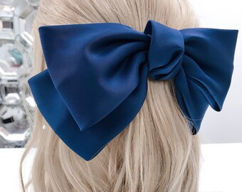 Oversize Satin Bow Headband for Women, Oversize Bow Hair Barrette, Large Hair Bow, Big Bow Hair Pin, Hair Bow Women, Gift for Her