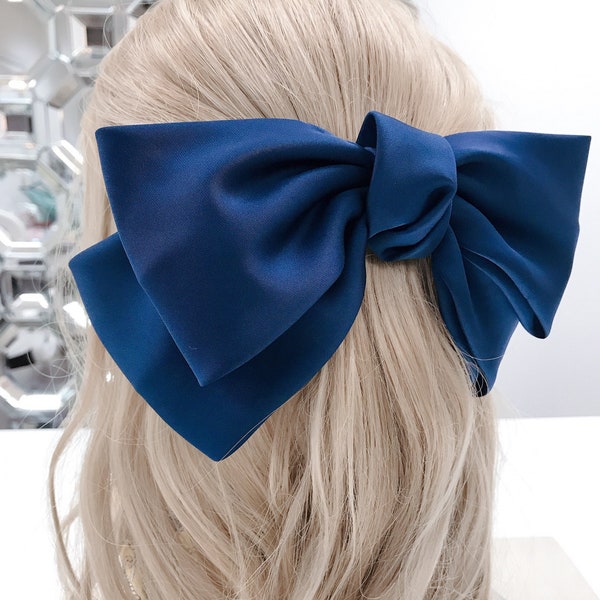 Oversize Satin Bow Headband for Women, Oversize Bow Hair Barrette, Large Hair Bow, Big Bow Hair Pin, Hair Bow Women, Gift for Her