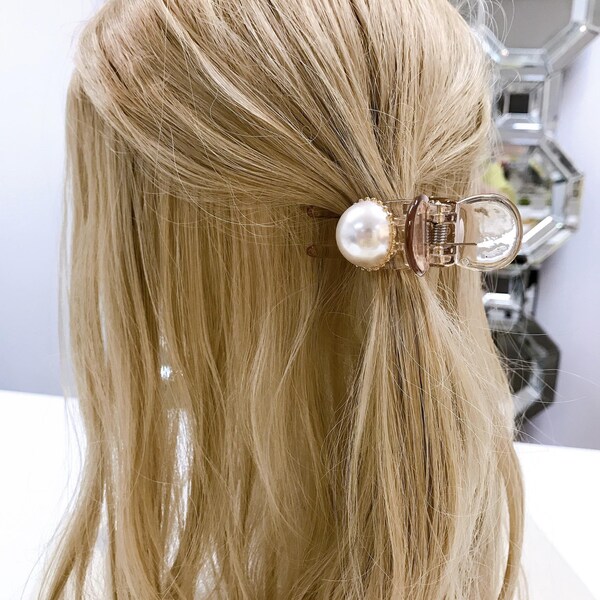 Large Pearl Hair Accessories, Pearl Gold Hair Clips Pins 2pcs SET, Minimalist Pearl Hair Claw Clip, Statement Hair Accessories