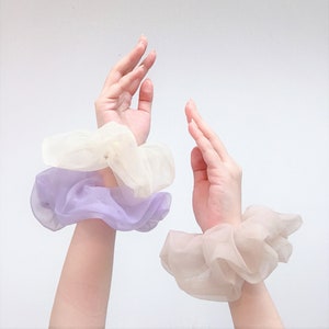 Oversized Organza Scrunchie, Tulle Scrunchie, Chiffon Scrunchie, Mesh Scrunchie, Scrunchie Sets, Hair Tie Bracelet ,Hair Tie Lavender