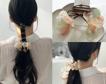 Soft Flower Strap Ponytail, Flower Hair Curler, Flower Hair Accessories, Fabric Flower Ponytail Holder