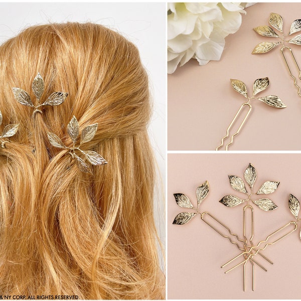 Boho Gold Leaf Hair Accessory, Statement Leaf vine Hair Comb Pieces, Leaf Hair Pins, Wedding Hair Pin, Bridal Hair Comb, Bridesmaid gift