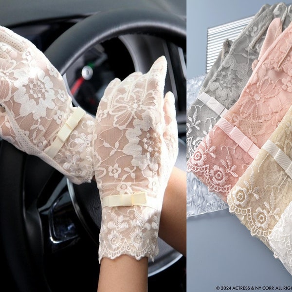 Soft Breathable Lace Wrist Gloves, Lace Bow Gloves, Sheer Warmers, UV Protect Sleeves, Wedding Gloves, Evening Gloves, Bridal Gloves