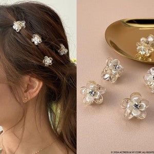 Mini Flower Hair Claw, Small Floral Hair Pins, Flower Girl Bridal Bridesmaids Wedding Hair Accessories