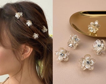 Mini Flower Hair Claw, Small Floral Hair Pins, Flower Girl Bridal Bridesmaids Wedding Hair Accessories