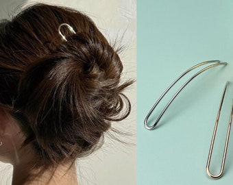 Extra Long Minimalist Hair Folk, Strong Hold Bun Holder, Gold Silver Hair Pick, Wire Hair Pin, Updo Bun, Simple Hair Prong, Metal Hair Stick