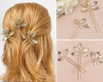 Boho Gold Leaf Hair Accessory, Statement Leaf vine Hair Comb Pieces, Leaf Hair Pins, Wedding Hair Pin, Bridal Hair Comb, Bridesmaid gift