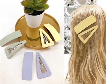 2pcs SET of Large Snap Hair Clips, Minimalist Matte Hair Clips, Hair Clips For Thick and Thin Hair, Daily Hair Pins, Girlfriend Gift