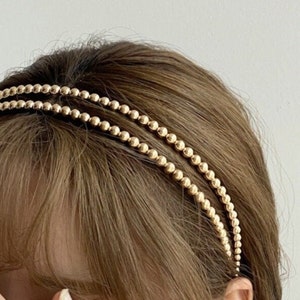 Minimalist Ball headband, Premium Quality Metal headband, No Pain Headband, Pearl Headband, Gold Silver hair band, Everyday Hair Jewelry