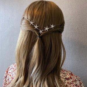 Crystal Star Headband , Starburst Crystal Back Headpiece, Celestial Star Hair Jewelry, Star Wedding Hair Accessory, Star Bridal Headband image 2