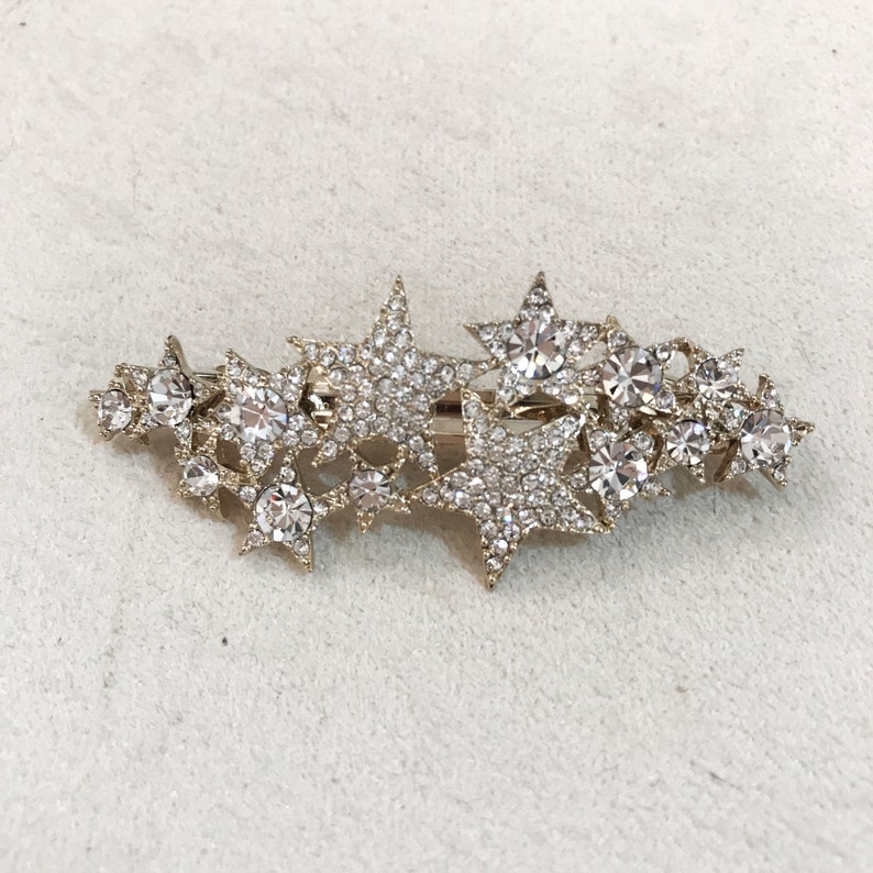 Star Barrette Silver Star Gold Barrette Starburst Swarovski Etsy