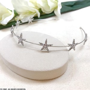 Crystal Star Headband , Starburst Crystal Back Headpiece, Celestial Star Hair Jewelry, Star Wedding Hair Accessory, Star Bridal Headband Silver HEADBAND