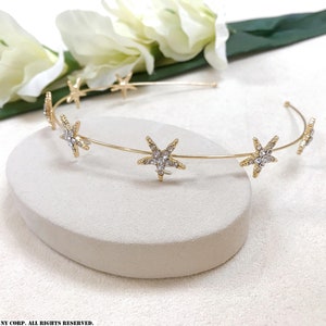 Crystal Star Headband , Starburst Crystal Back Headpiece, Celestial Star Hair Jewelry, Star Wedding Hair Accessory, Star Bridal Headband Gold HEADBAND
