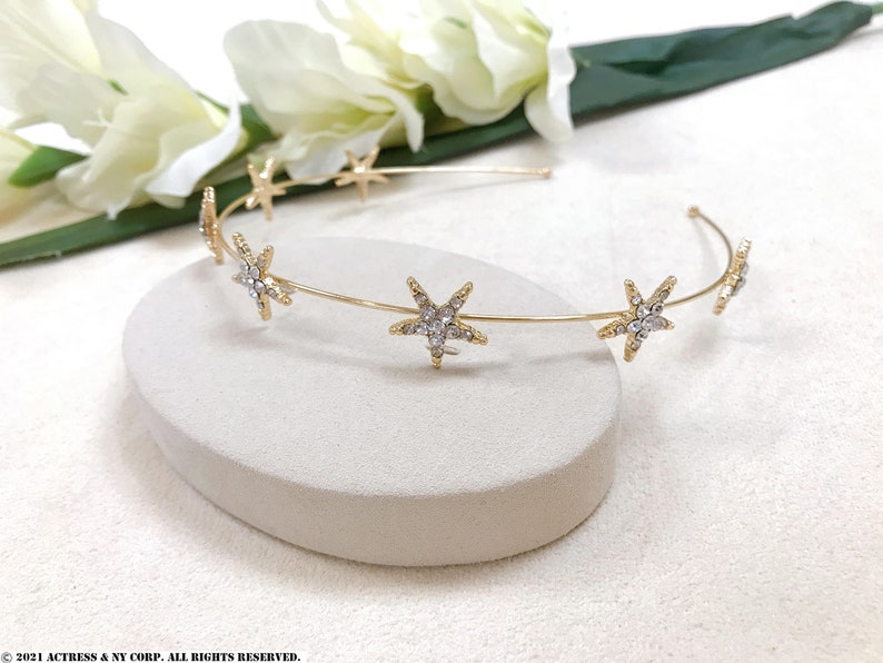 Crystal Star Headband , Starburst Crystal Back Headpiece, Celestial Star Hair Jewelry, Star Wedding Hair Accessory, Star Bridal Headband Gold HEADBAND