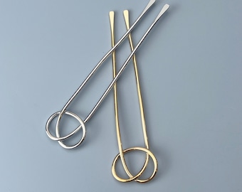 Minimalist Hair Pin, Wired Bun Holder, Hair Fork, Hair Pick, Wire Hair Pin, Updo Bun, Metal Hair Stick